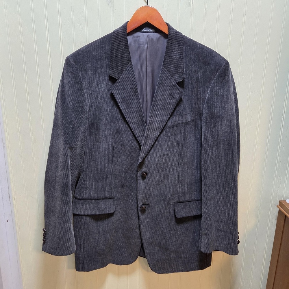 Calvin America Blazer Mens 40R Gray Corduroy 100% Cotton Sport Coat Jacket